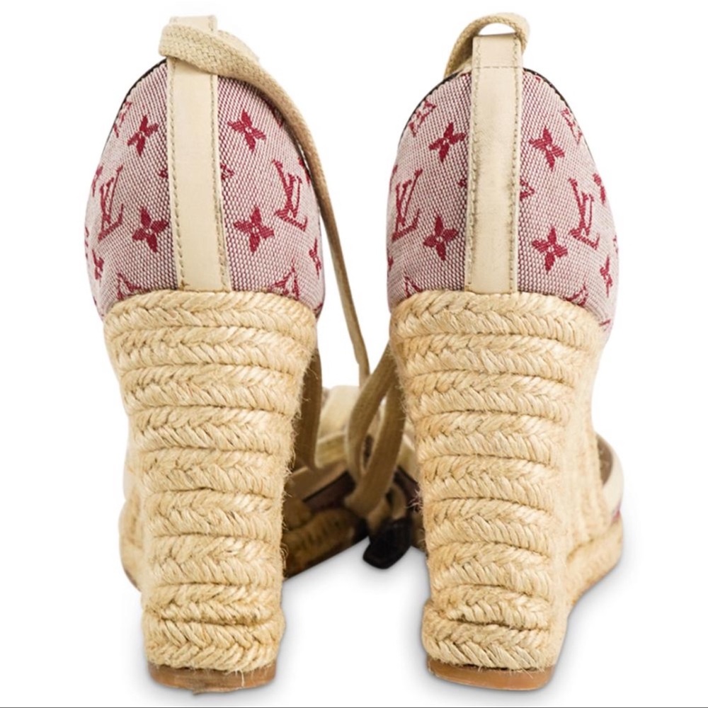 Louis Vuitton Monogram Canvas and Leather Starboard Espadrille Wedges - Picture 5 of 5